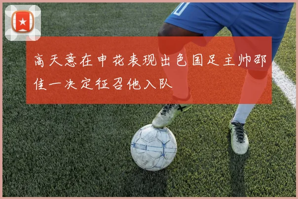 高天意在申花表现出色国足主帅邵佳一决定征召他入队